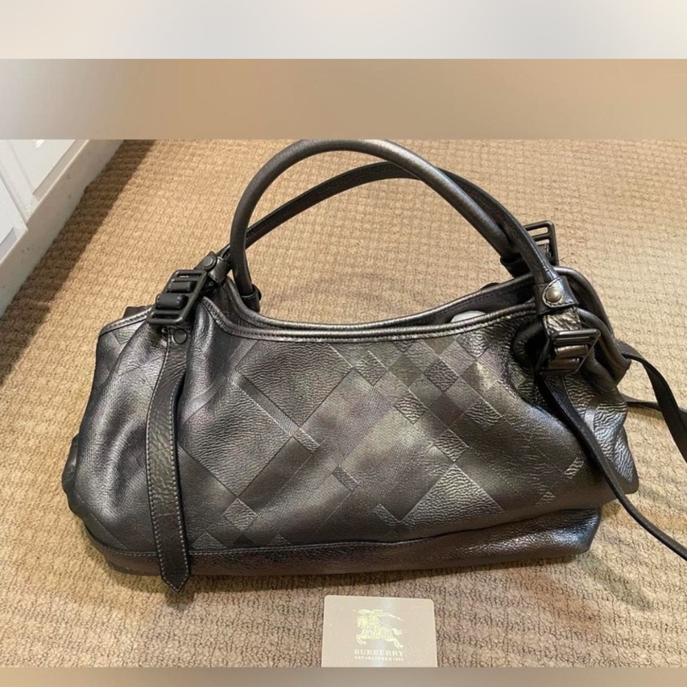 Burberry Dark Gray Leather Shoulder Bag